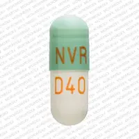 Focalin xr (Dexmethylphenidate [ dex-meth-il-fen-i-date ])-NVR D40-40 mg-Green & White-Capsule-shape