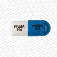 Geodon (Ziprasidone [ zi-pray-si-done ])-PFIZER 396 PFIZER 396-20 mg-Blue & White-Capsule-shape