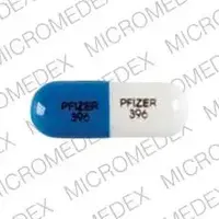 Geodon (Ziprasidone [ zi-pray-si-done ])-PFIZER 396 PFIZER 396-20 mg-Blue & White-Capsule-shape