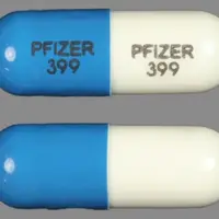 Geodon (Ziprasidone [ zi-pray-si-done ])-PFIZER 399 PFIZER 399-80 mg-Blue & White-Capsule-shape