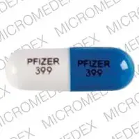 Geodon (Ziprasidone [ zi-pray-si-done ])-PFIZER 399 PFIZER 399-80 mg-Blue & White-Capsule-shape