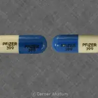 Geodon (Ziprasidone [ zi-pray-si-done ])-PFIZER 399 PFIZER 399-80 mg-Blue & White-Capsule-shape