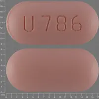 Glipizide and metformin (Glipizide and metformin [ glip-ih-zyd-and-met-for-min ])-U 786-5 mg / 500 mg-Pink-Capsule-shape