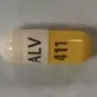 Hydrocodone (Hydrocodone (oral) [ hye-droe-koe-done ])-ALV 411-20 mg-White & Yellow-Capsule-shape