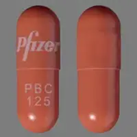 Ibrance (Palbociclib [ pal-boe-sye-klib ])-Pfizer PBC 125-125 mg-Tan-Capsule-shape