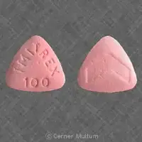 Imitrex (Sumatriptan (oral/nasal) [ soo-ma-trip-tan ])-IMITREX 100 logo-100 mg-Pink-Three-sided