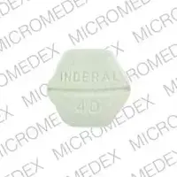 Inderal (Propranolol [ pro-pran-oh-lol ])-I INDERAL 40-40 MG-Green-Six-sided