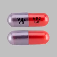 Ingrezza (Valbenazine [ val-ben-a-zeen ])-VBZ 60-60 mg-Red / Purple-Capsule-shape