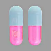 Itraconazole (Itraconazole [ it-ra-kon-a-zole ])-AI 100-100 mg-Blue & Pink-Capsule-shape