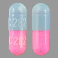 Itraconazole (Itraconazole [ it-ra-kon-a-zole ])-C282 C282-100 mg-Blue & Pink-Capsule-shape