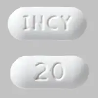 Jakafi (Ruxolitinib [ rux-oh-li-ti-nib ])-INCY 20-20 mg-White-Capsule-shape