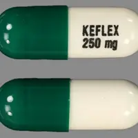 Keflex (Cephalexin [ sef-a-lex-in ])-KEFLEX 250 mg-250 mg-Green / White-Capsule-shape