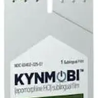 Kynmobi ( apomorphine hydrochloride)-25-25 mg sublingual film-Blue-Rectangle