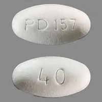 Lipitor (Atorvastatin [ a-tor-va-sta-tin ])-PD 157 40-40 mg-White-Oval