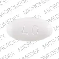 Lipitor (Atorvastatin [ a-tor-va-sta-tin ])-PD 157 40-40 mg-White-Oval