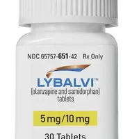 Lybalvi (Olanzapine and samidorphan)-OS 5-olanzapine 5 mg / samidorphan 10 mg-Yellow-Capsule-shape