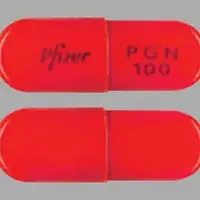 Lyrica (Pregabalin [ pre-gab-a-lin ])-Pfizer PGN 100-100 mg-Orange-Capsule-shape