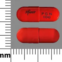 Lyrica (Pregabalin [ pre-gab-a-lin ])-Pfizer PGN 100-100 mg-Orange-Capsule-shape