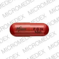 Lyrica (Pregabalin [ pre-gab-a-lin ])-Pfizer PGN 100-100 mg-Orange-Capsule-shape