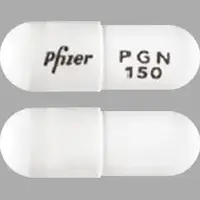 Lyrica (Pregabalin [ pre-gab-a-lin ])-Pfizer PGN 150-150 mg-White-Capsule-shape