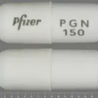 Lyrica (Pregabalin [ pre-gab-a-lin ])-Pfizer PGN 150-150 mg-White-Capsule-shape