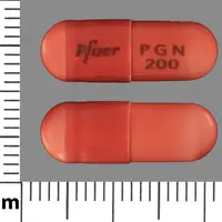 Lyrica (Pregabalin [ pre-gab-a-lin ])-Pfizer PGN 200-200 mg-Orange-Capsule-shape