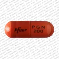 Lyrica (Pregabalin [ pre-gab-a-lin ])-Pfizer PGN 200-200 mg-Orange-Capsule-shape