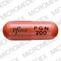 Lyrica (Pregabalin [ pre-gab-a-lin ])-Pfizer PGN 200-200 mg-Orange-Capsule-shape