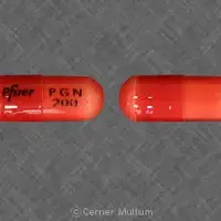 Lyrica (Pregabalin [ pre-gab-a-lin ])-Pfizer PGN 200-200 mg-Orange-Capsule-shape