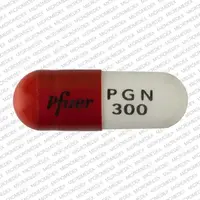 Lyrica (Pregabalin [ pre-gab-a-lin ])-Pfizer PGN 300-300 mg-Orange & White-Capsule-shape