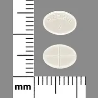 Medrol (Methylprednisolone (oral) [ meth-il-pred-nis-oh-lone ])-MEDROL 2-2 mg-White-Oval