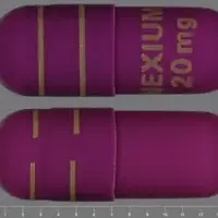 Nexium (Esomeprazole magnesium (oral) [ ee-so-mep-ra-zol ])-NEXIUM 20 mg-20 mg-Purple-Capsule-shape