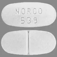 Norco (Acetaminophen and hydrocodone [ a-seet-a-min-oh-fen-and-hye-droe-koe-done ])-NORCO 539-325 mg / 10 mg-White-Capsule-shape