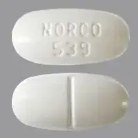 Norco (Acetaminophen and hydrocodone [ a-seet-a-min-oh-fen-and-hye-droe-koe-done ])-NORCO 539-325 mg / 10 mg-White-Capsule-shape