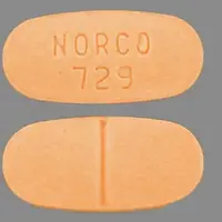 Norco (Acetaminophen and hydrocodone [ a-seet-a-min-oh-fen-and-hye-droe-koe-done ])-NORCO 729-325 mg / 7.5 mg-Orange-Capsule-shape