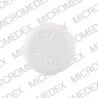 Norvasc (Amlodipine [ am-loe-di-peen ])-NORVASC 10-10 mg-White-Round