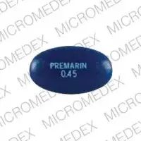 Premarin (Conjugated estrogens (oral) [ kon-joo-gay-ted-es-troe-jenz ])-PREMARIN 0.45-0.45 mg-Blue-Oval