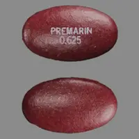 Premarin (Conjugated estrogens (oral) [ kon-joo-gay-ted-es-troe-jenz ])-PREMARIN 0.625-0.625 mg-Maroon-Oval