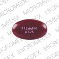 Premarin (Conjugated estrogens (oral) [ kon-joo-gay-ted-es-troe-jenz ])-PREMARIN 0.625-0.625 mg-Maroon-Oval