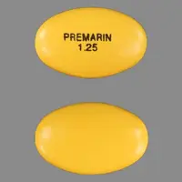 Premarin (Conjugated estrogens (oral) [ kon-joo-gay-ted-es-troe-jenz ])-PREMARIN 1.25-1.25 mg-Yellow-Oval