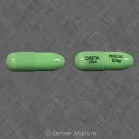 Prozac (Fluoxetine [ floo-ox-e-teen ])-DISTA 3104 PROZAC 10 mg-10 mg-Green-Capsule-shape