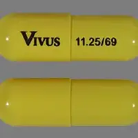 Qsymia (Phentermine and topiramate [ fen-ter-meen-and-toe-pir-a-mate ])-VIVUS 11.25/69-phentermine hydrochloride 11.25 mg (base) / topiramate extended-release 69 mg-Yellow-Capsule-shape