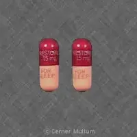 Restoril (Temazepam [ te-maz-e-pam ])-RESTORIL 15 mg FOR SLEEP-15 mg-Maroon / Pink-Capsule-shape