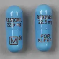 Restoril (Temazepam [ te-maz-e-pam ])-RESTORIL 22.5 mg M FOR SLEEP-22.5 mg-Blue-Capsule-shape