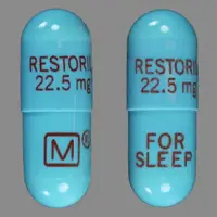 Restoril (Temazepam [ te-maz-e-pam ])-RESTORIL 22.5 mg M FOR SLEEP-22.5 mg-Blue-Capsule-shape