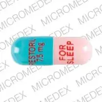 Restoril (Temazepam [ te-maz-e-pam ])-RESTORIL 7.5 mg FOR SLEEP-7.5 mg-Blue / Pink-Capsule-shape