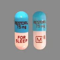 Restoril (Temazepam [ te-maz-e-pam ])-RESTORIL 7.5 mg M FOR SLEEP-7.5 mg-Blue & Pink-Capsule-shape