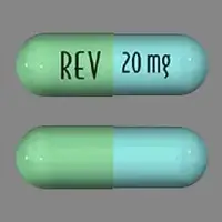 Revlimid (Lenalidomide [ len-a-lid-oh-mide ])-REV 20 mg-20 mg-Blue / Green-Capsule-shape