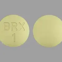 Rexulti (Brexpiprazole [ brex-pip-ra-zole ])-BRX 1-1 mg-Yellow-Round