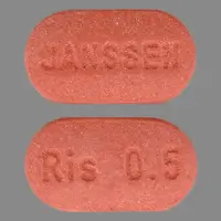 Risperdal (Risperidone (oral) [ ris-per-i-done ])-JANSSEN Ris 0.5-0.5 mg-Pink-Oval